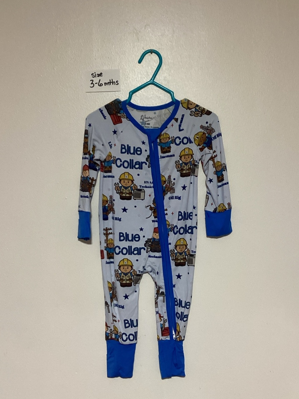 Blue Collar Construction Print Baby One-Piece - Blue